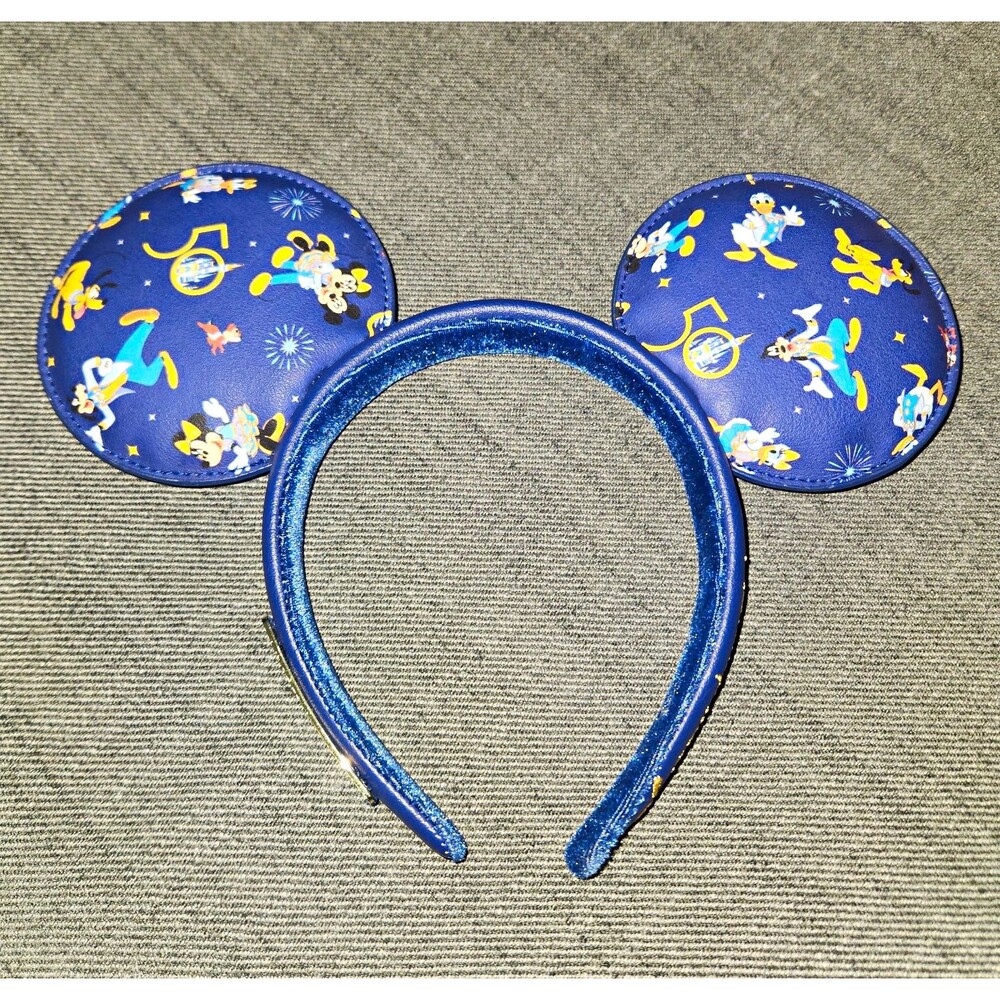 Loungefly WDW 50th Anniversary Blue Faux Leather Mouse Ears Headband